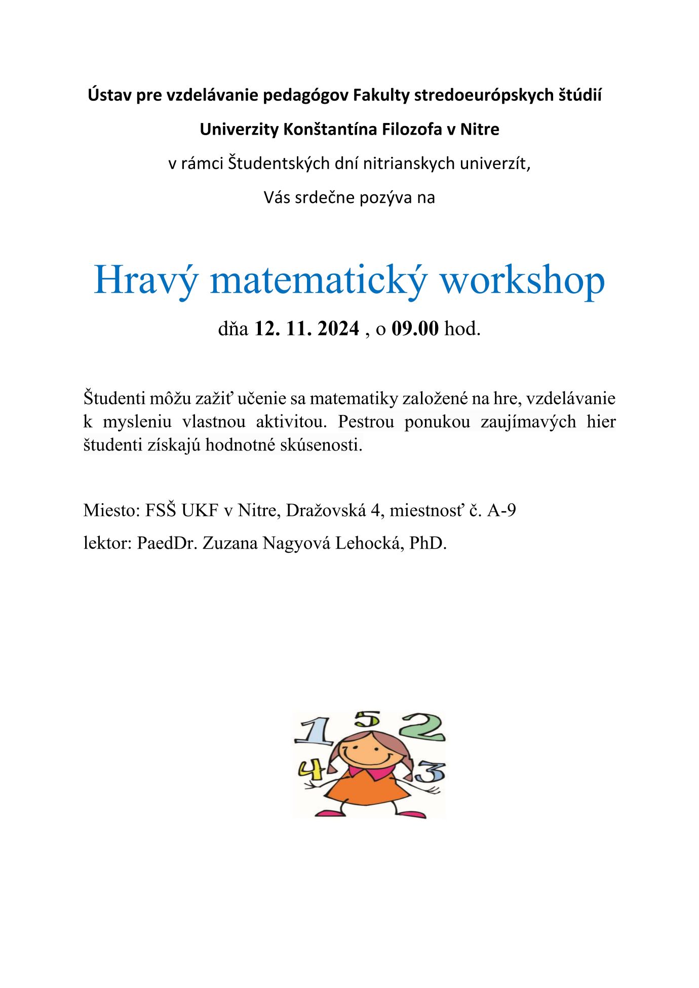 Hravý matematický workshop